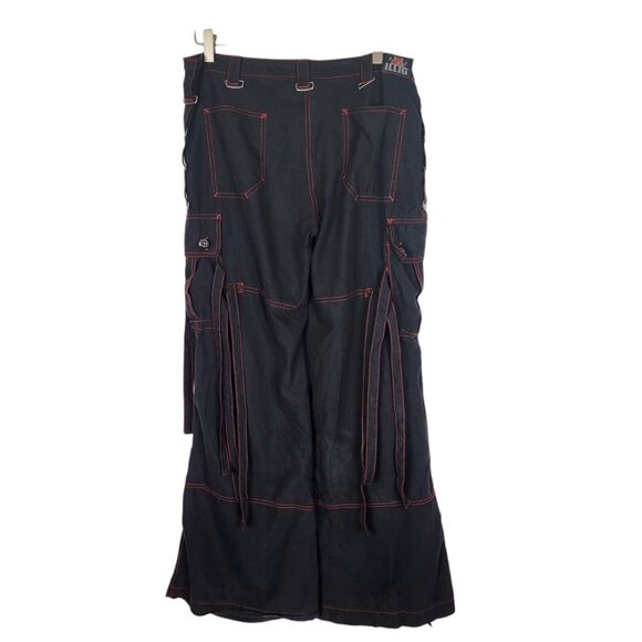 VTG ILLIG Pants 90S Womens 11 Black Red Y2K Goth Rave Hip Hop Baggy Wide Leg - Picture 2 of 15